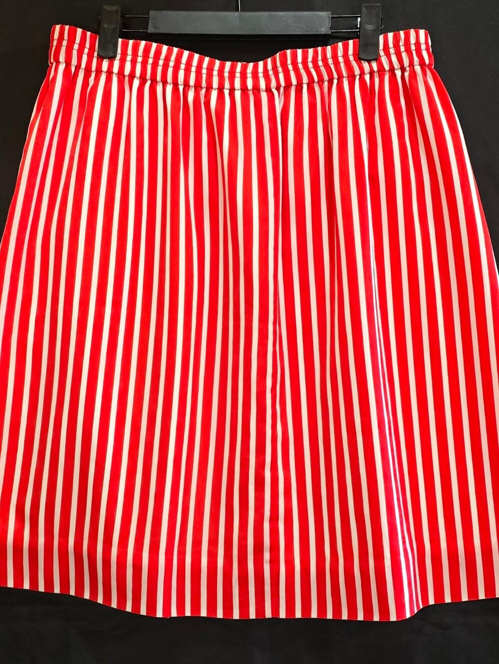 J.Crew Red White Candy Stripe Elastic Waist A Line Skirt Lined Prep Casual
